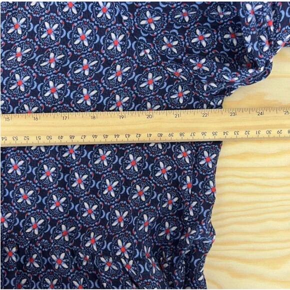 Anthropologie Maeve Sz XL Blue Floral Long Sleeve Ruffle Neck Tiered Maxi Dress8 - Picture 10 of 11